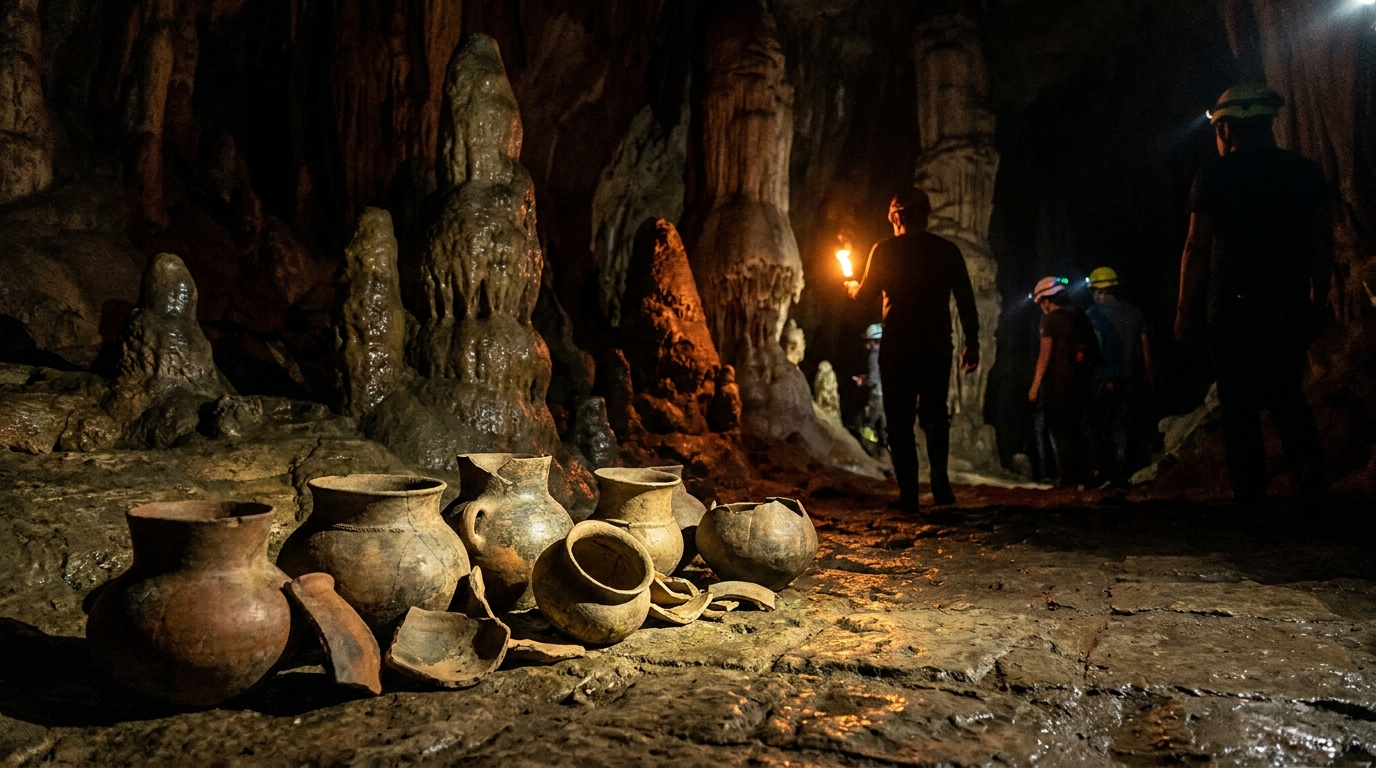 INAH halla 179 piezas prehispánicas en cueva zoque de Chiapas